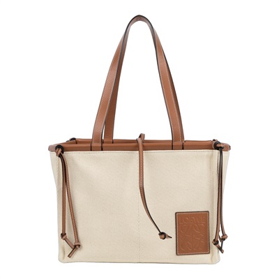 羅意威 LOEWE Cushion Tote Small 托特包 肩背包 330.02AA93 米白棕帆布CUSHION TOTE SMALL 防塵袋/購買證明