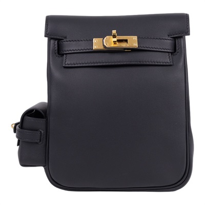 愛馬仕 Hermes sac a dos Kelly jump 後背包 金色五金 黑色 H085714CC89 /  盒子 防塵袋 購買證明