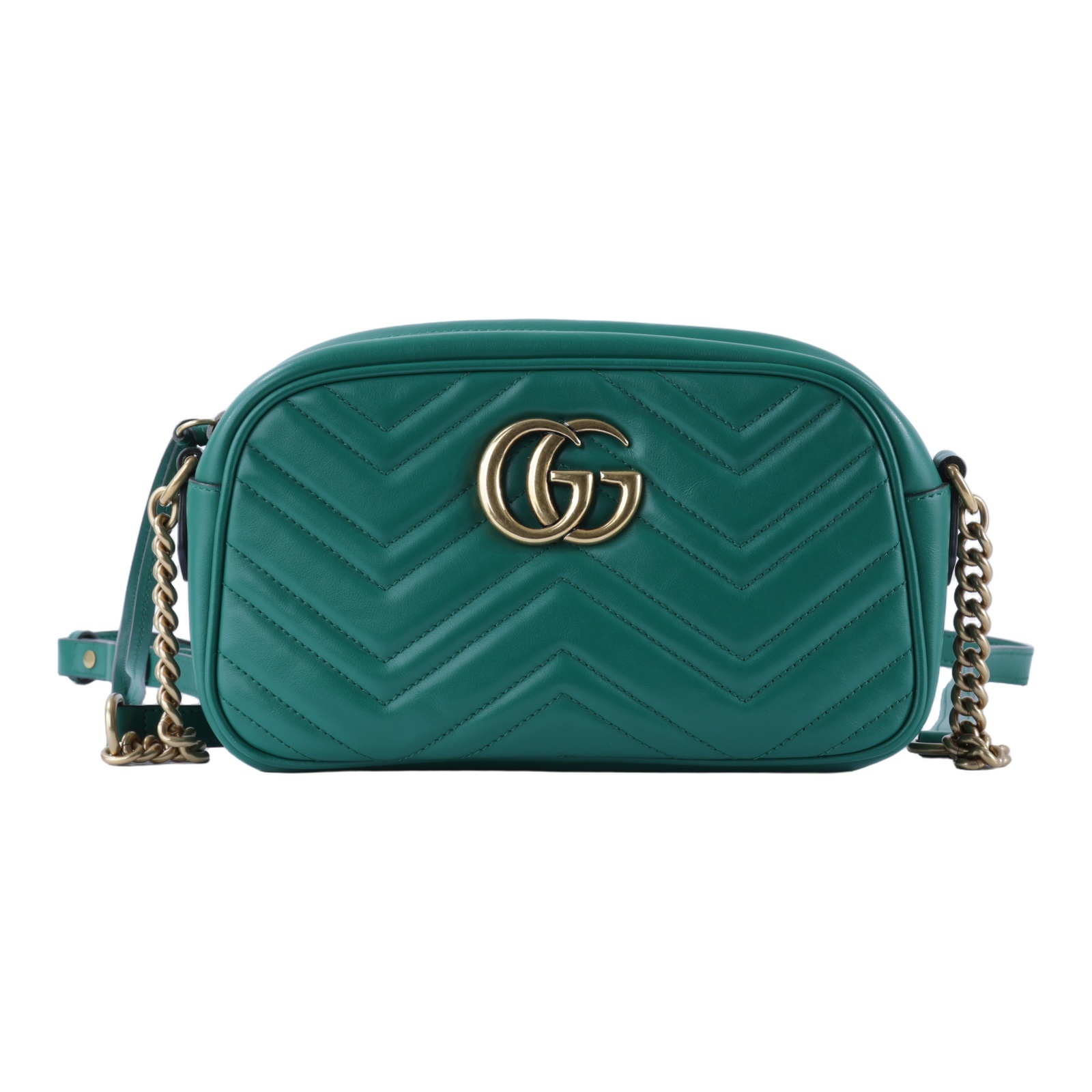 古馳 GUCCI GG Marmont 小型 絎縫 肩揹袋 447632 DTD1T 綠MARMONT相機包 防塵袋