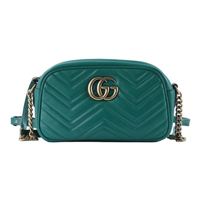 古馳 GUCCI GG Marmont 小型 絎縫 肩揹袋 447632 DTD1T 綠MARMONT相機包 防塵袋