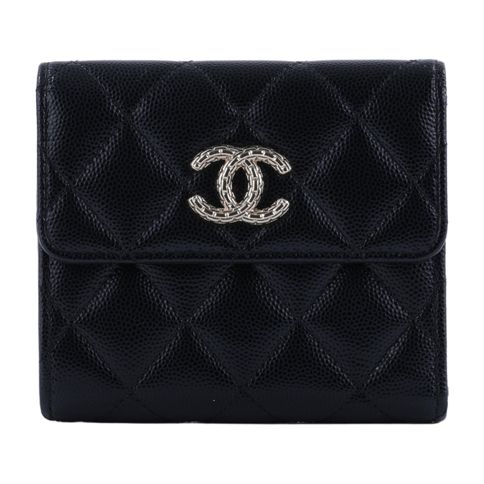 香奈兒 CHANEL CC Logo 錢包 彩色內裡 三折短夾 AP4086 晶片款 黑荔枝三折短夾 原廠盒子/防塵袋