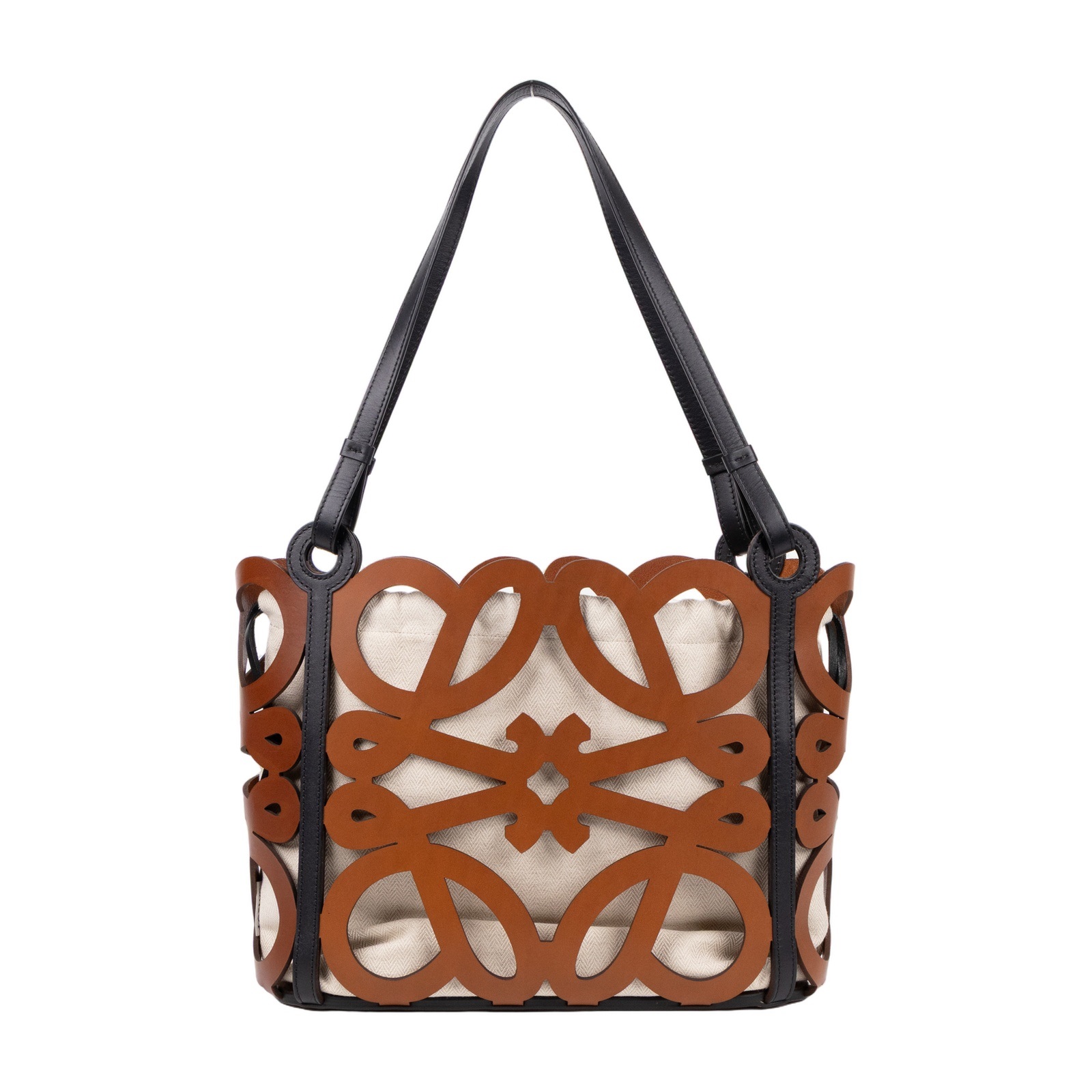 羅意威 LOEWE Anagram Cutout 托特包 手提包 A821Q05X01 棕ANAGRAM簍空托特包 皮革製品成分證明