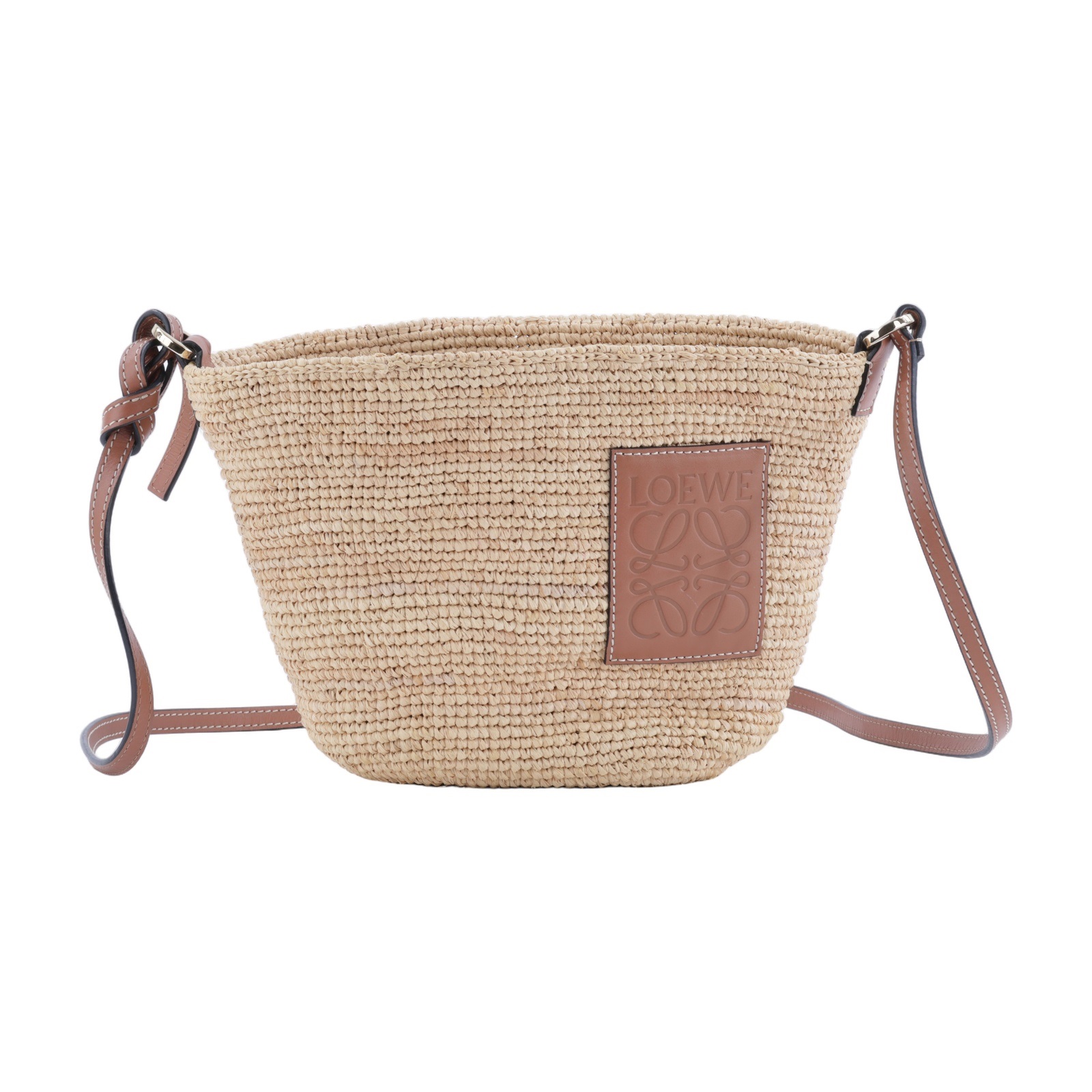 羅意威 LOEWE Slit Pochette 肩背包 328.24.W10 草編斜背包 防塵袋/購買證明