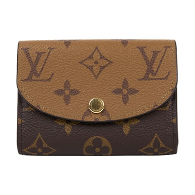 路易威登 LOUIS VUITTON Rosalie 零錢包 M82333 晶片款 原花雙色短夾 無附屬品