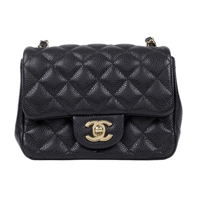 香奈兒 CHANEL CF 方形 迷你 口蓋包 A35200 25開黑荔枝方胖 無附屬品