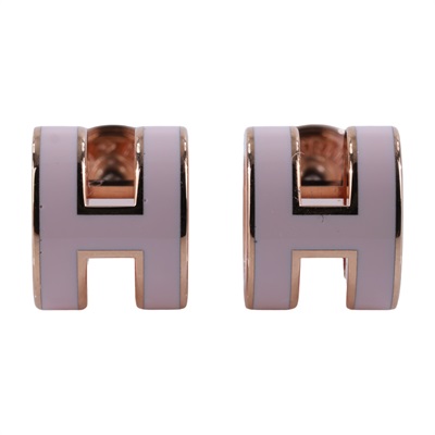 愛馬仕 Hermes Mini Pop H 耳釘 POPHEMINI GD0246 淡粉色POP H耳環 原廠盒子/防塵袋