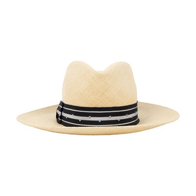 愛馬仕 Hermes Fedora 費多拉草帽   黑絲巾竹編帽 無附屬品