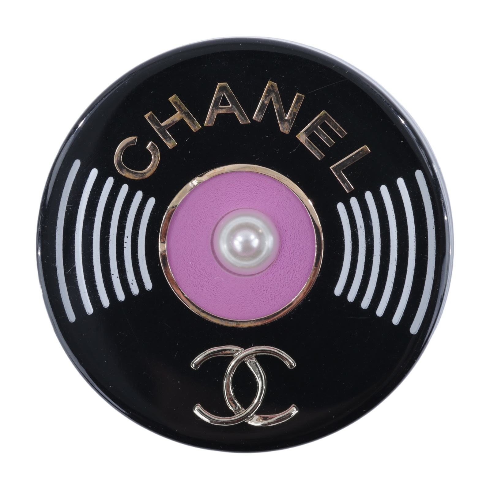 香奈兒 CHANEL 黑膠唱片 胸針 D19V 黑圓盤PVC胸針 無附屬品