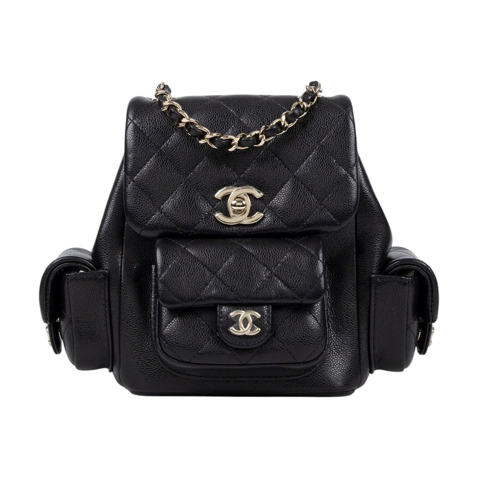 香奈兒 CHANEL 小型 後背包 AS4399 晶片款 黑金荔枝DUMA 小 防塵袋