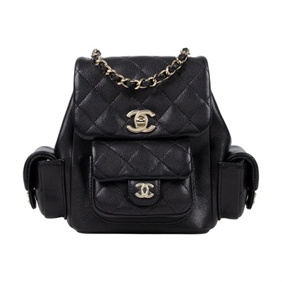 香奈兒 CHANEL 小型 後背包 AS4399 晶片款 黑金荔枝DUMA 小 防塵袋