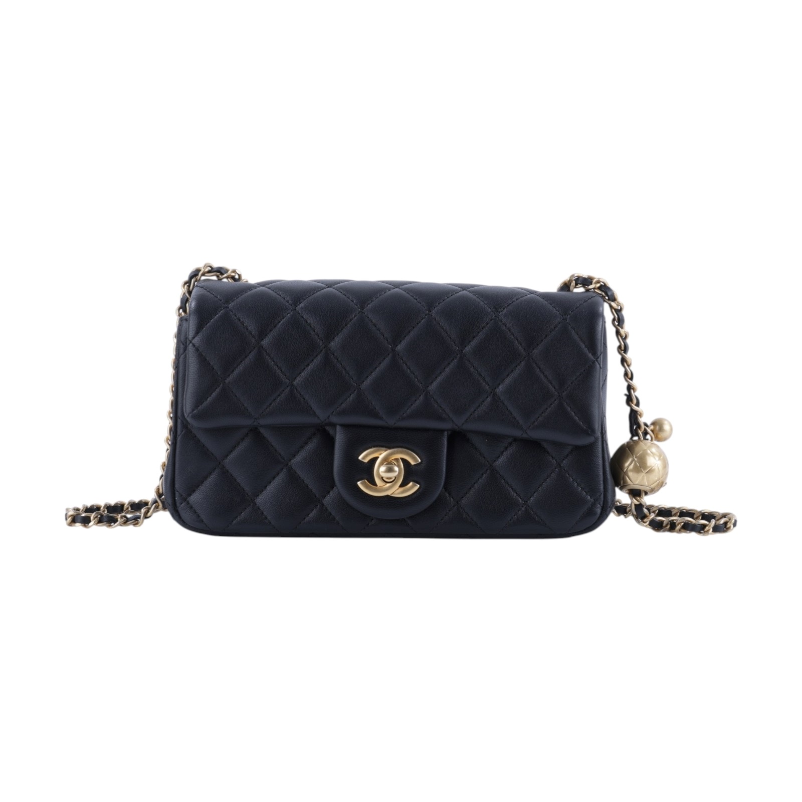 香奈兒 CHANEL 經典迷你口蓋包 AS1787 B02916 黑羊金球COCO20 防塵袋/購買證明影本