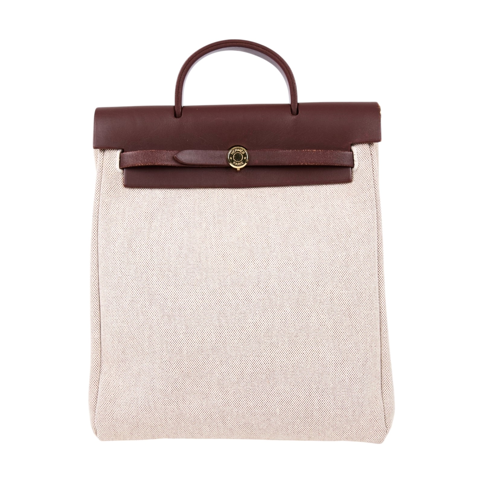 愛馬仕 Hermes Herbag Ado HERADO 口E刻 口E刻 米帆布咖邊HERBAG後背包 鎖組/替換包身
