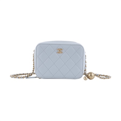 香奈兒 CHANEL CC LOGO 相機包 斜背包 AP2426 晶片款 灰金球相機包 原廠盒子/防塵袋