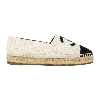 香奈兒 CHANEL Espadrilles 漁夫鞋 G29762 Y56029_37 黑白毛尼草編鞋#37 原廠盒子/防塵袋/購買證明