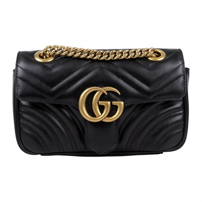古馳 GUCCI GG Marmont 迷你肩揹袋 446744 DTDIT 黑MARMONT 22CM 防塵袋