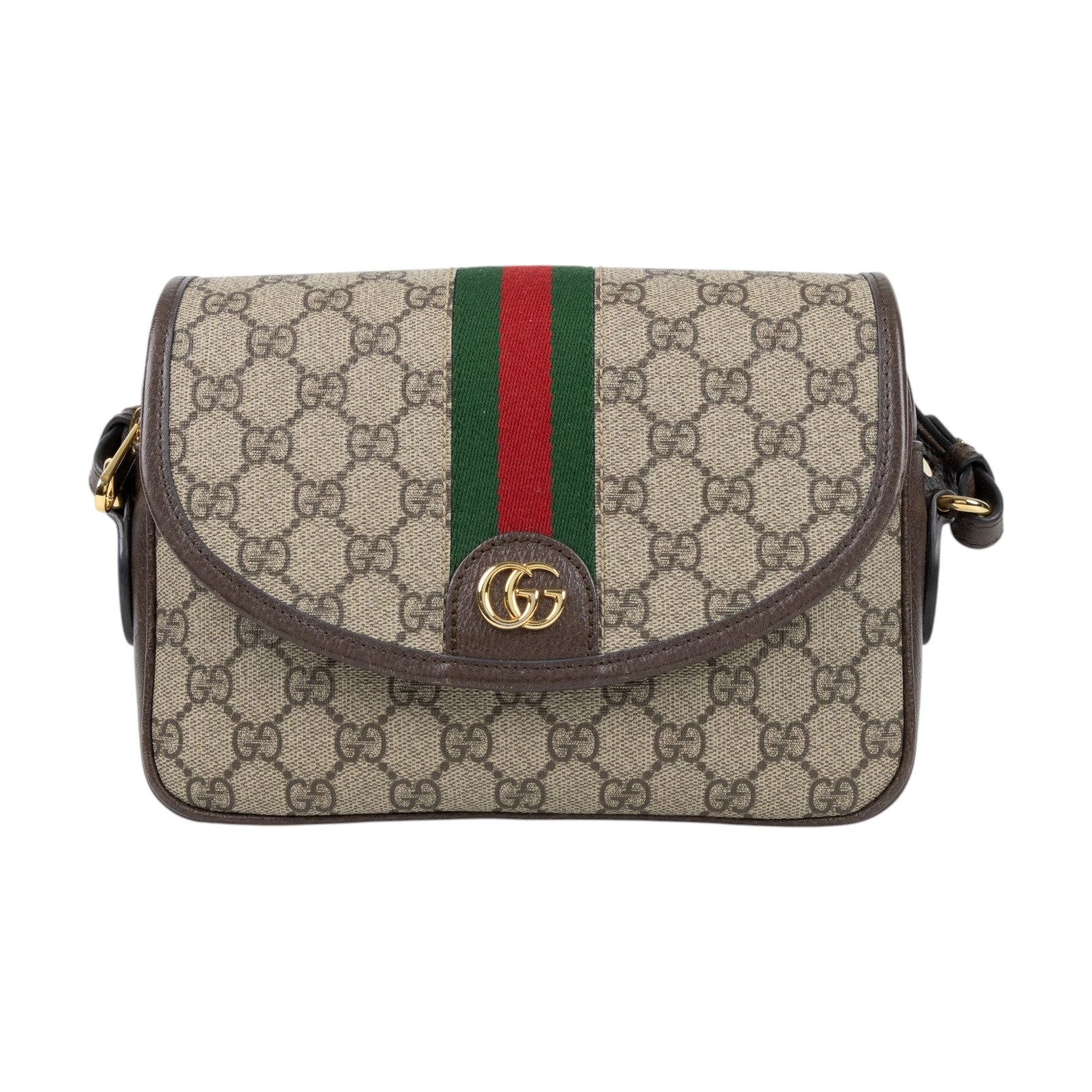 古馳 GUCCI Ophidia 小型 斜背包 722117 FAAX3 棕OPHIDIA鉚釘寬背帶單肩包 防塵袋/背帶
