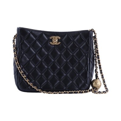 香奈兒 CHANEL 流浪包 小型 AS3259 晶片款 黑羊金球HOBO 防塵袋
