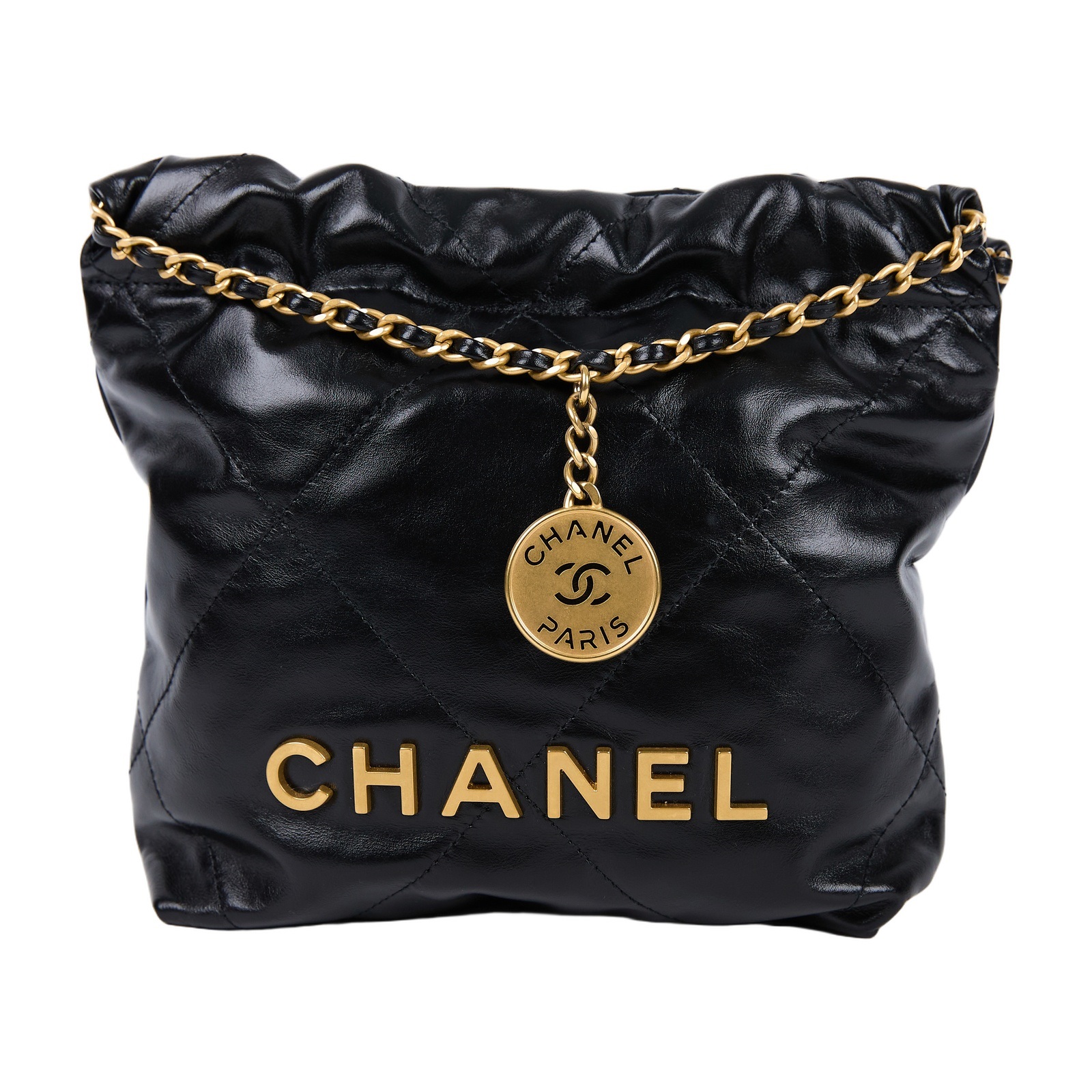香奈兒 CHANEL 22 迷你 束口包 AS3980 B08037 晶片款 黑金羊22包 MINI 原廠盒子/防塵袋/國外購買證明影本