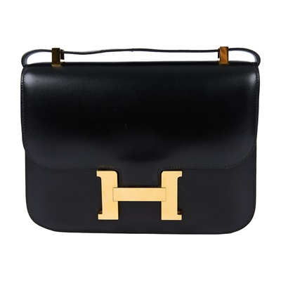 愛馬仕 Hermes Constance Bag 康康包 24 CN24 OX OX刻 黑金CONSTANCE 24 BOX皮 防塵袋