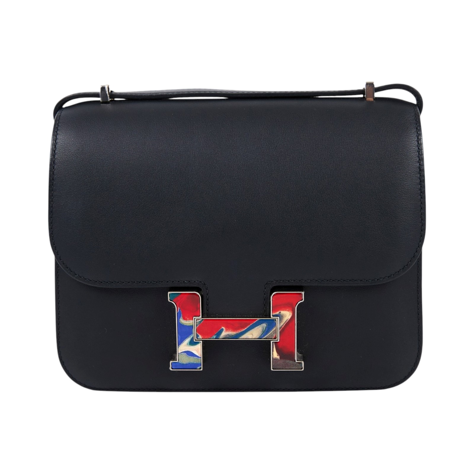 愛馬仕 Hermes Constance Bag 康康包 MIni 18  銀色五金 黑色 H082392CKAB /ZCT219UD  防塵袋/購買證明影本