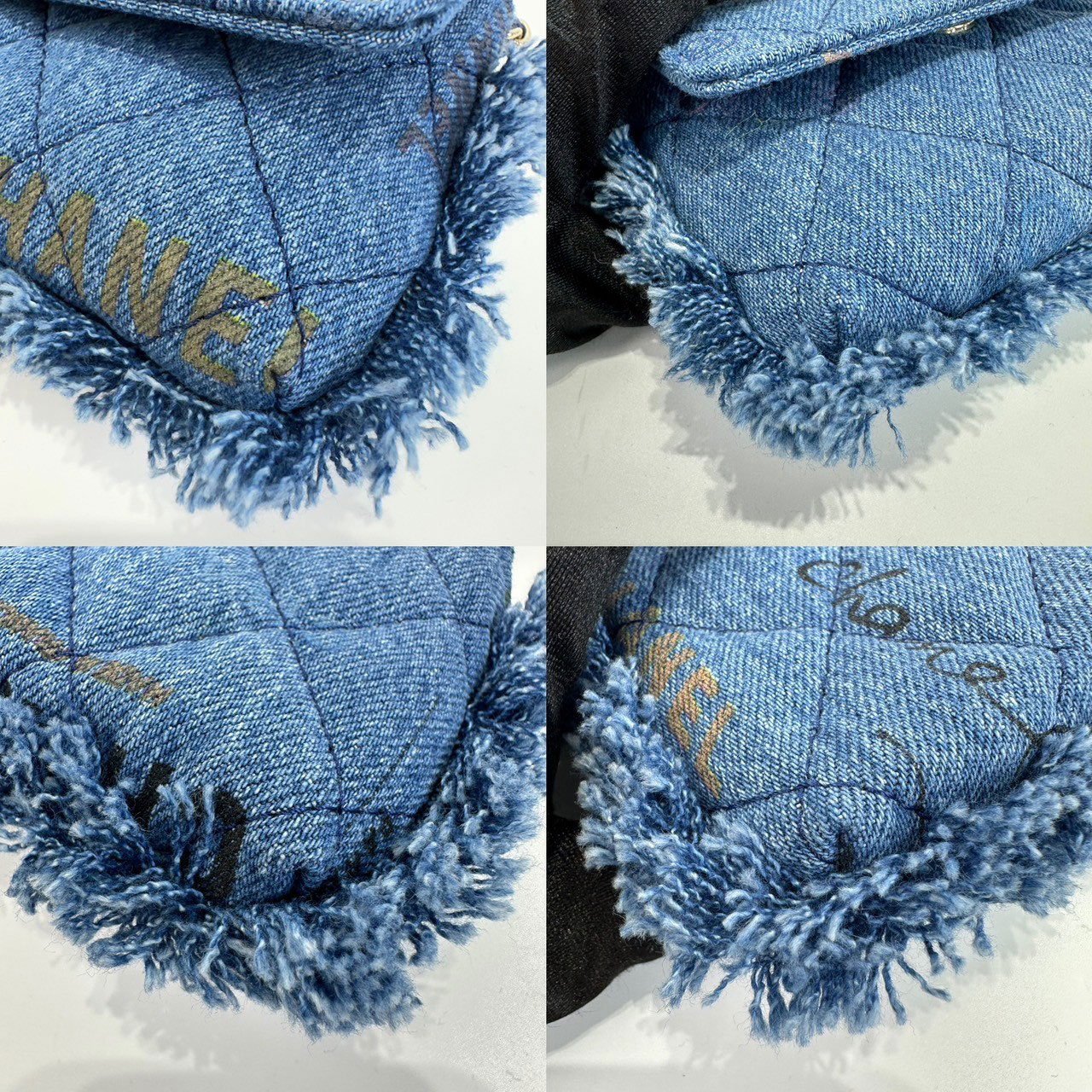 香奈兒 CHANEL 丹寧布 塗鴉 小廢包 鍊帶 肩背 口蓋包 AP2602 塗鴉牛仔口蓋小鏈包 原廠盒子/DUST 原廠盒子/購買證明影本/保證卡