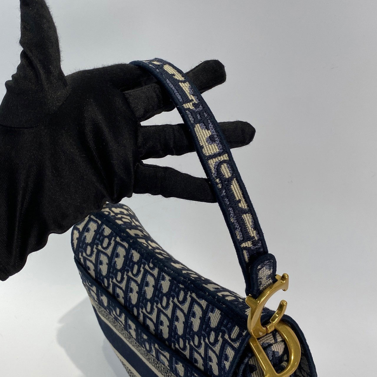 迪奧 CHRISTIAN DIOR Saddle 手提 馬鞍包 M0446CRIW SADDLE藍緹花馬鞍包 原廠盒子/防塵袋/購買證明/保證卡