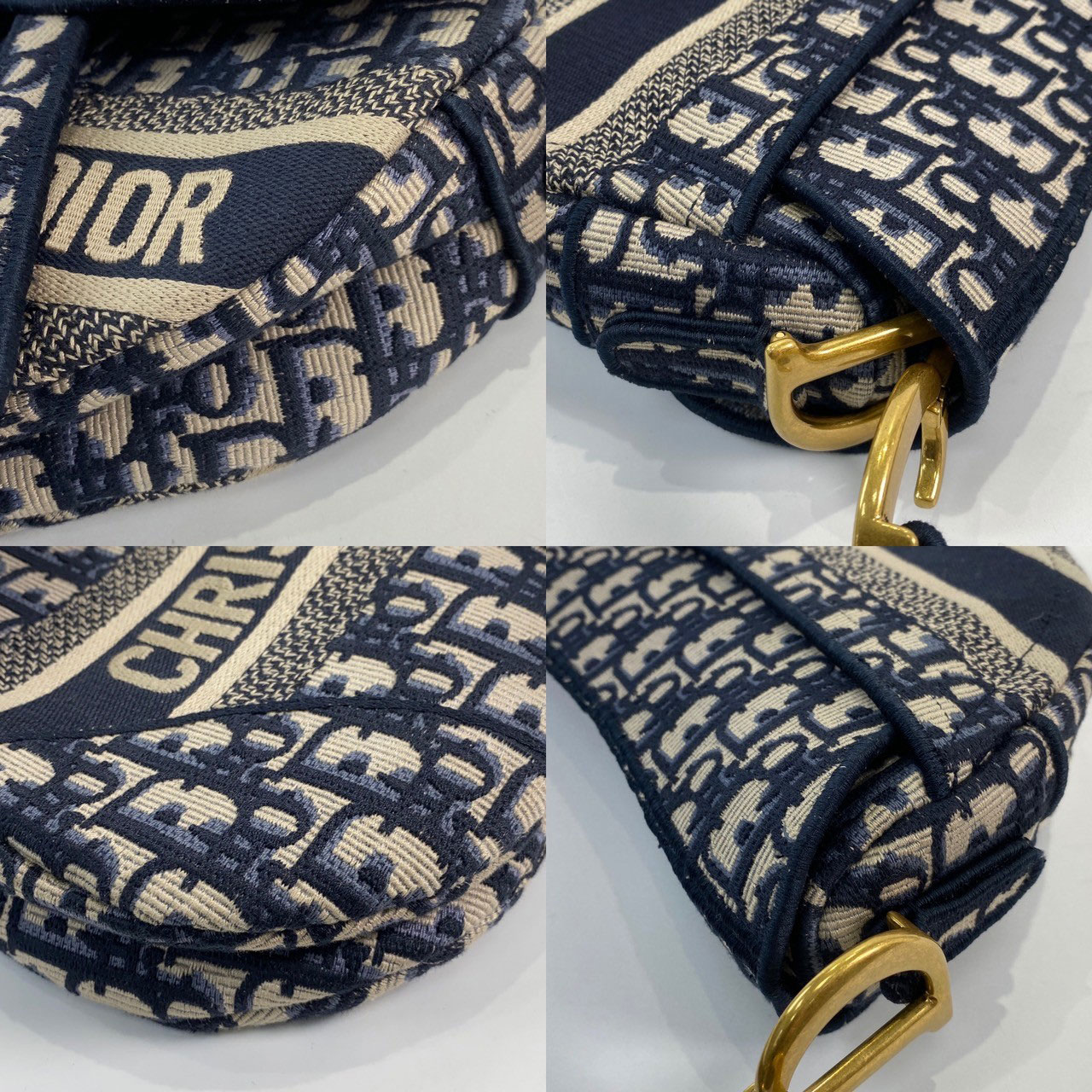 迪奧 CHRISTIAN DIOR Saddle 手提 馬鞍包 M0446CRIW SADDLE藍緹花馬鞍包 原廠盒子/防塵袋/購買證明/保證卡