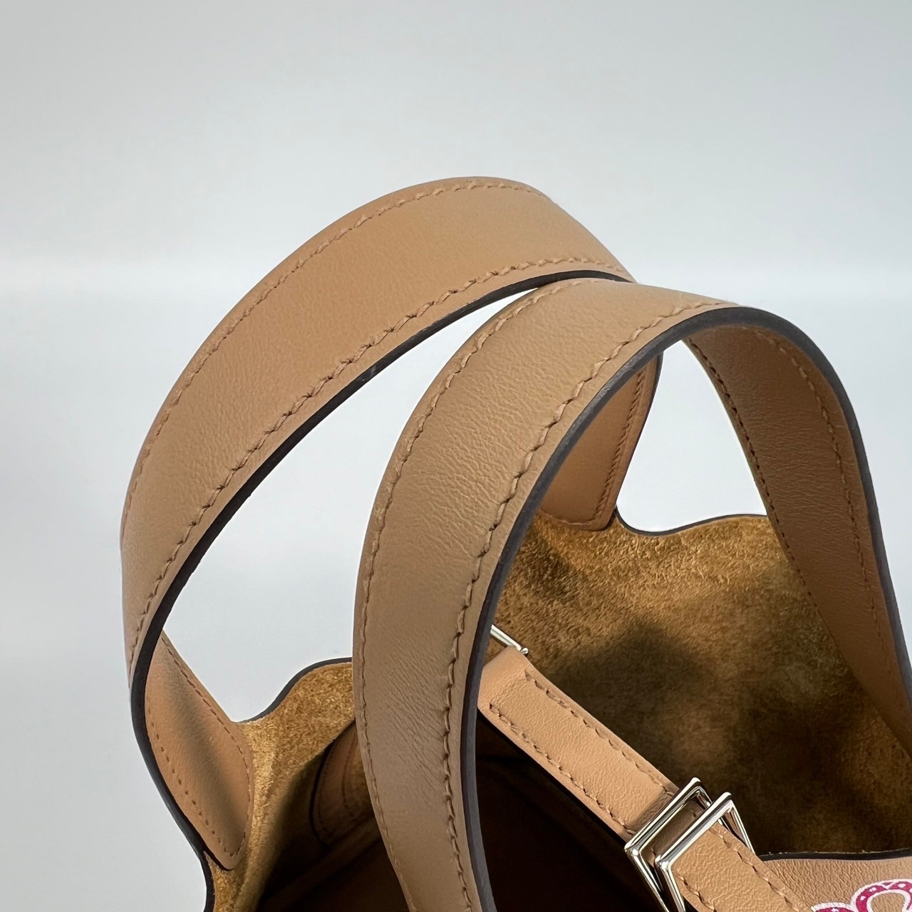 愛馬仕 Hermes Picotin Lock 14 Micro 菜籃子包 U刻 棕紅小花PICOTIN14 MICRO 防塵袋/鎖組