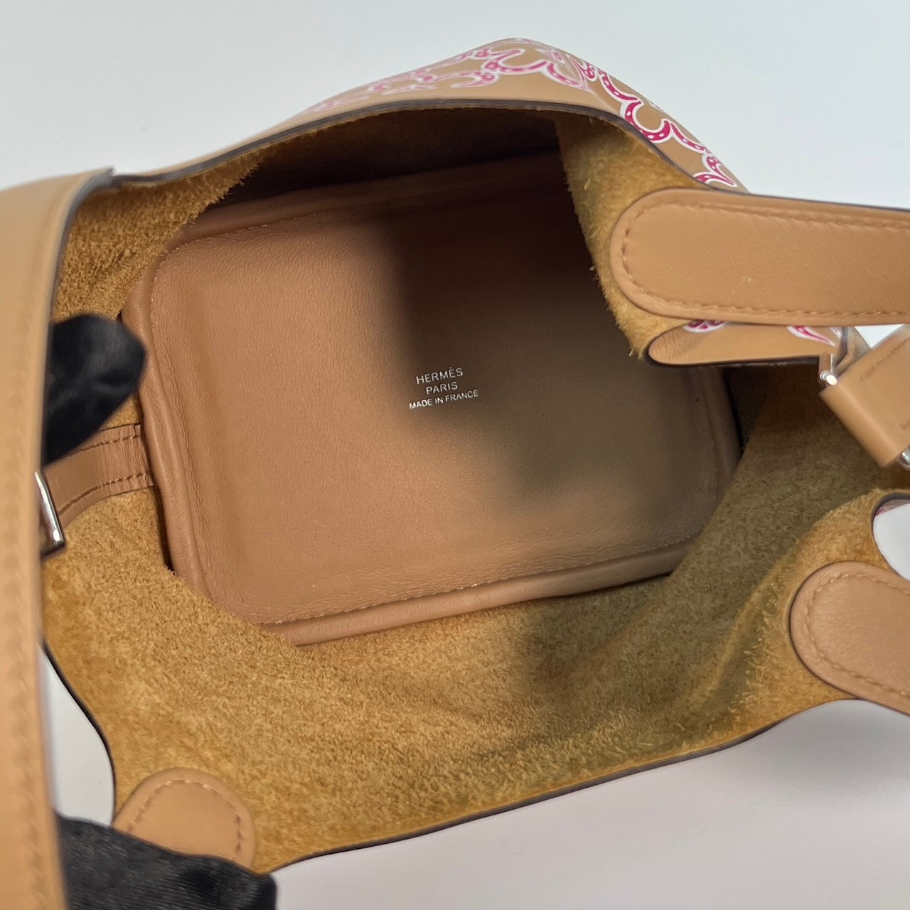 愛馬仕 Hermes Picotin Lock 14 Micro 菜籃子包 U刻 棕紅小花PICOTIN14 MICRO 防塵袋/鎖組