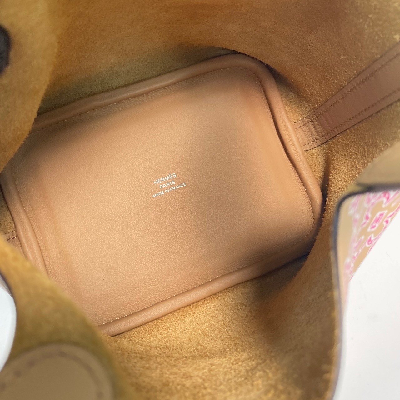 愛馬仕 Hermes Picotin Lock 14 Micro 菜籃子包 U刻 棕紅小花PICOTIN14 MICRO 防塵袋/鎖組