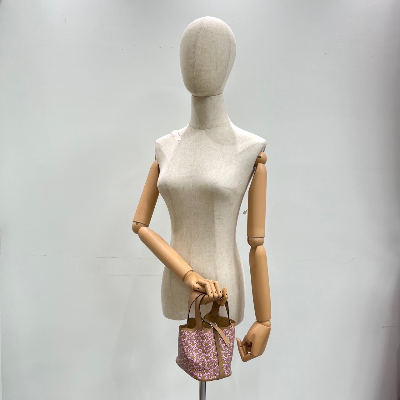 愛馬仕 Hermes Picotin Lock 14 Micro 菜籃子包 U刻 棕紅小花PICOTIN14 MICRO 防塵袋/鎖組