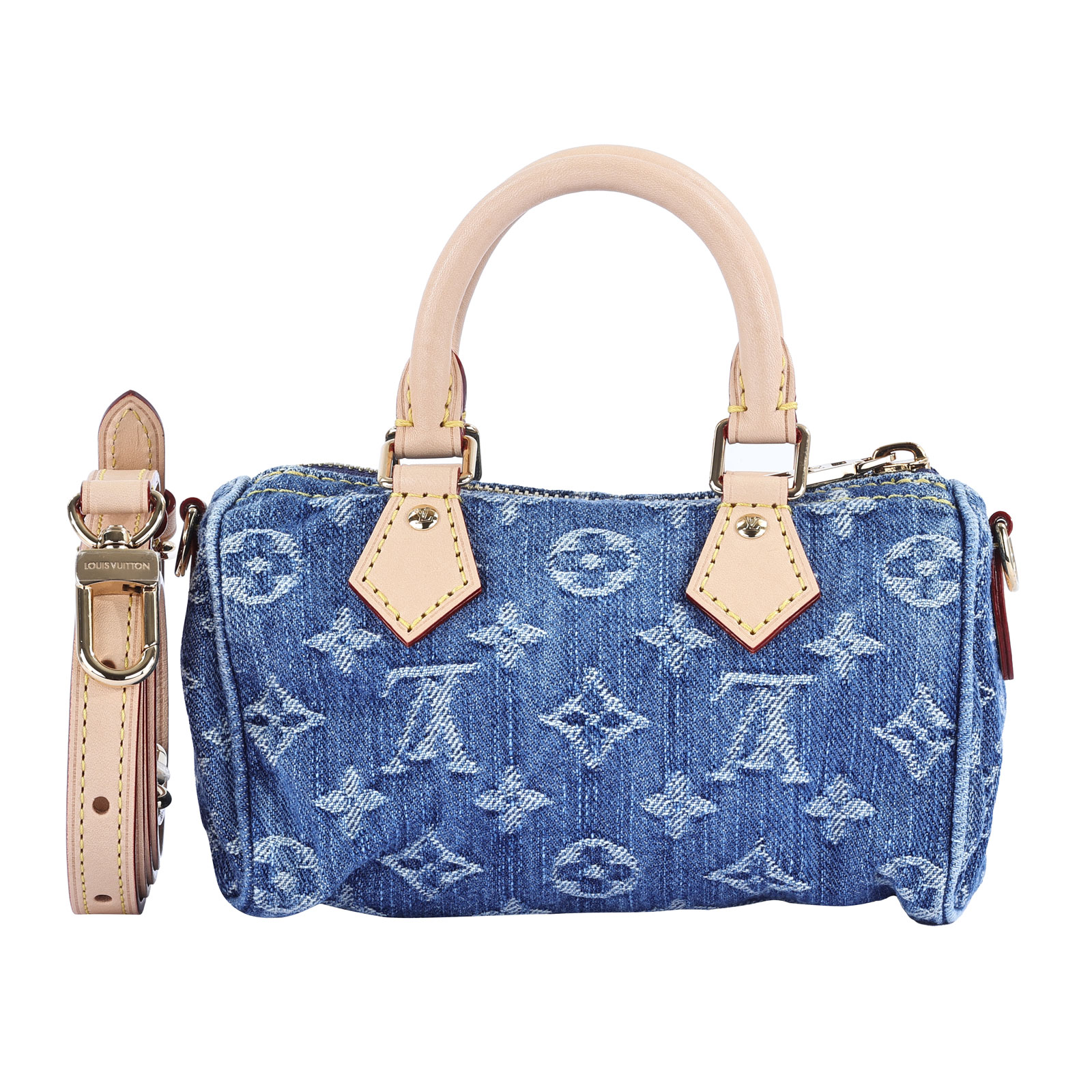 路易威登 LOUIS VUITTON LV Remix Nano Speedy 石洗 丹寧 肩背 手提包 M82950 晶片款  原廠盒子/防塵袋/購買證明