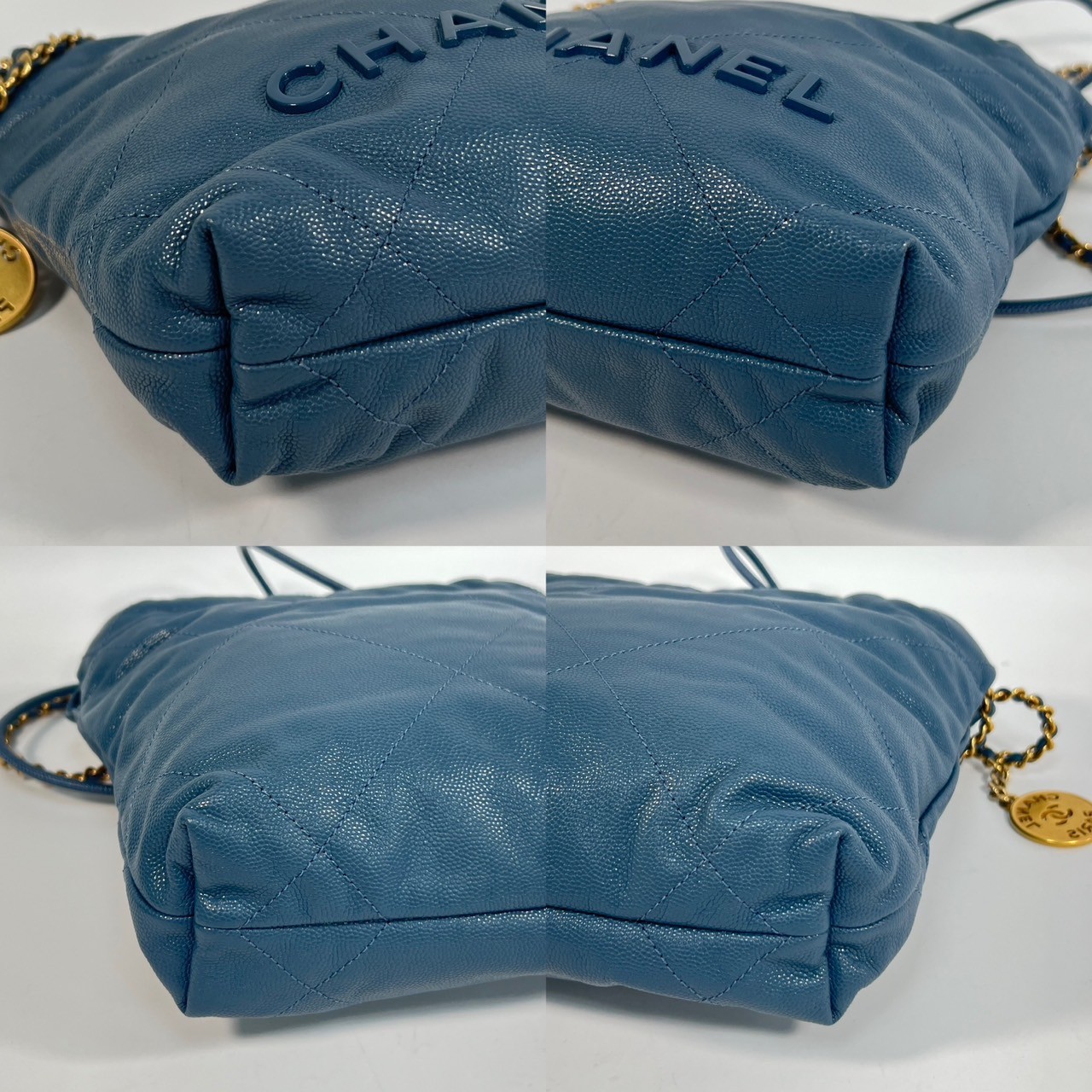 香奈兒 CHANEL 22 Mini 迷你 肩背 斜背包  晶片款 藍MINI22包 防塵袋