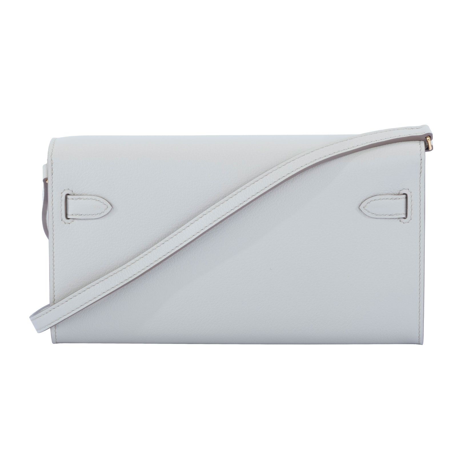 愛馬仕 Hermes Kelly to go 長夾肩背包 KLG W刻 灰白KELLY TO GO 原廠盒子/防塵袋