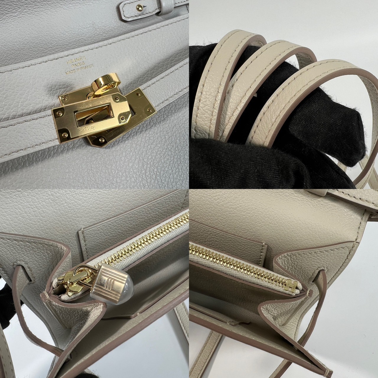 愛馬仕 Hermes Kelly to go 長夾肩背包 KLG W刻 灰白KELLY TO GO 原廠盒子/防塵袋