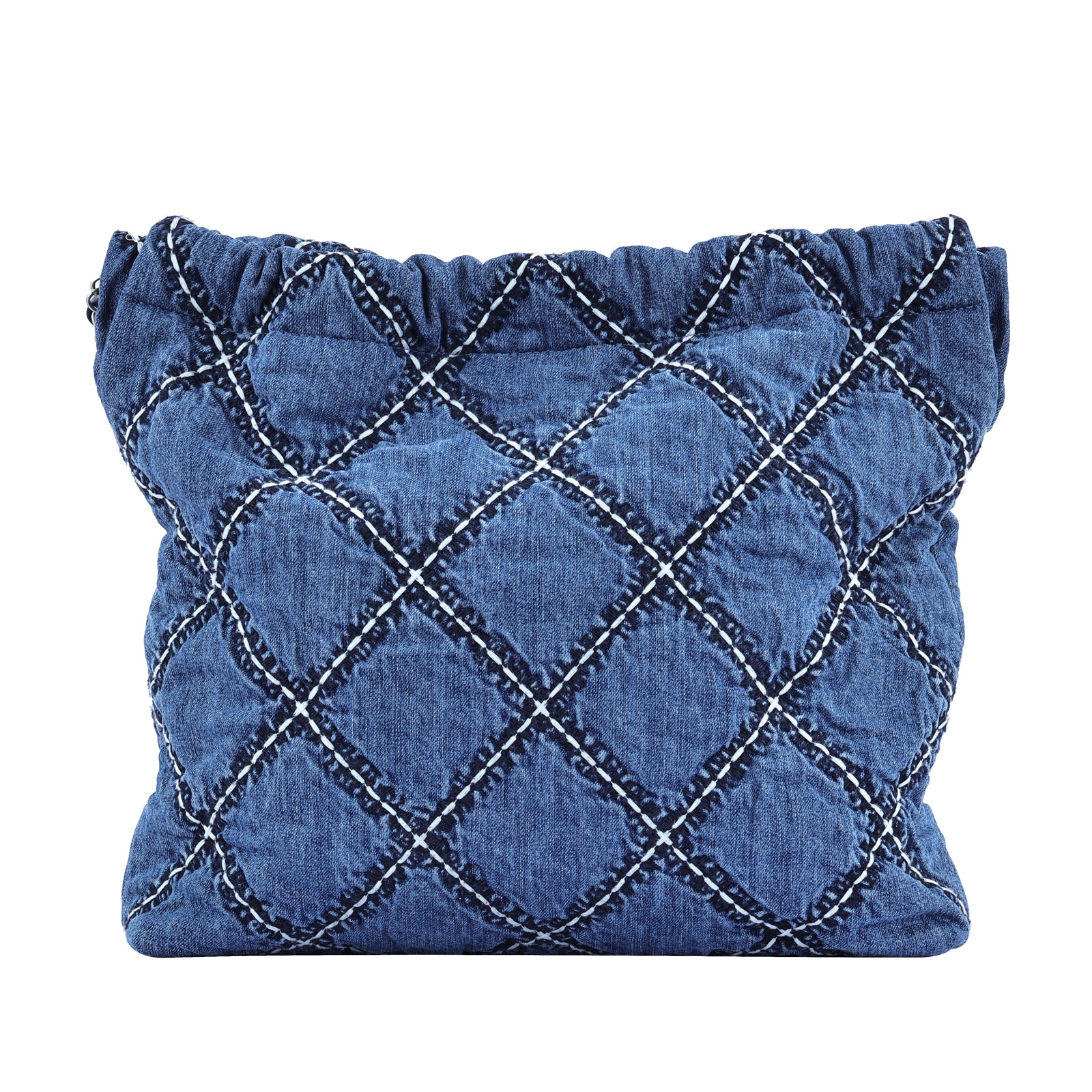 香奈兒 CHANEL 22 菱格紋 單寧 束口 單肩包  晶片款 丹寧22包 小號 無附屬品