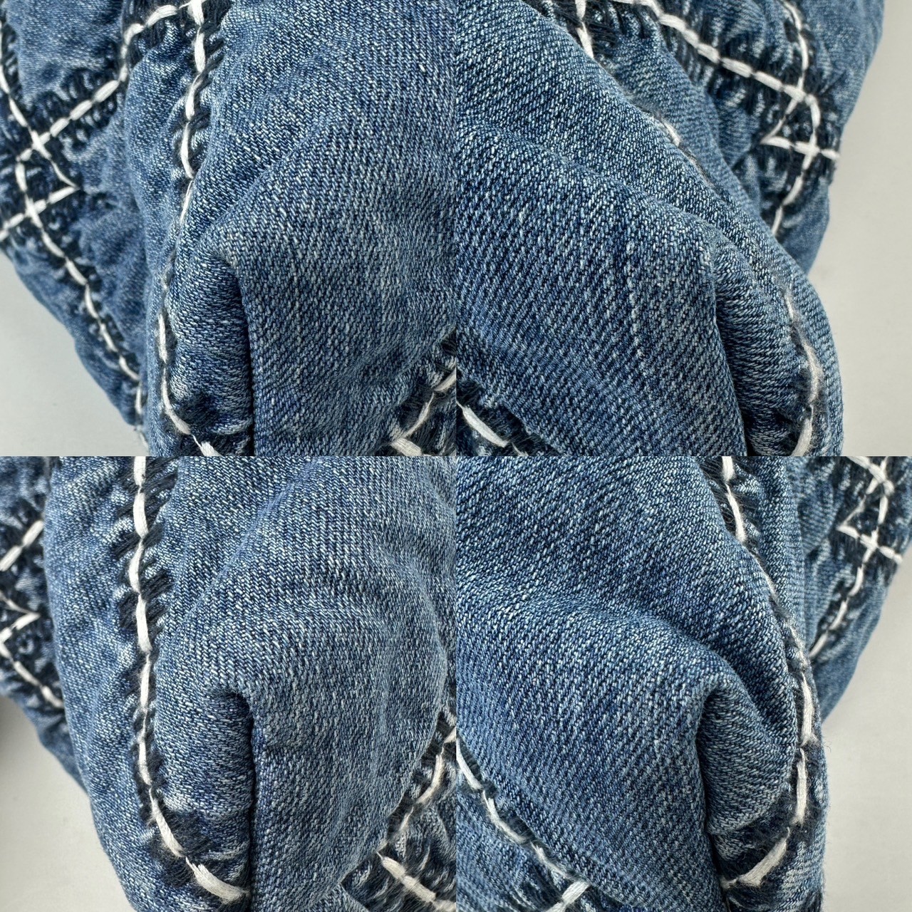 香奈兒 CHANEL 22 菱格紋 單寧 束口 單肩包  晶片款 丹寧22包 小號 無附屬品