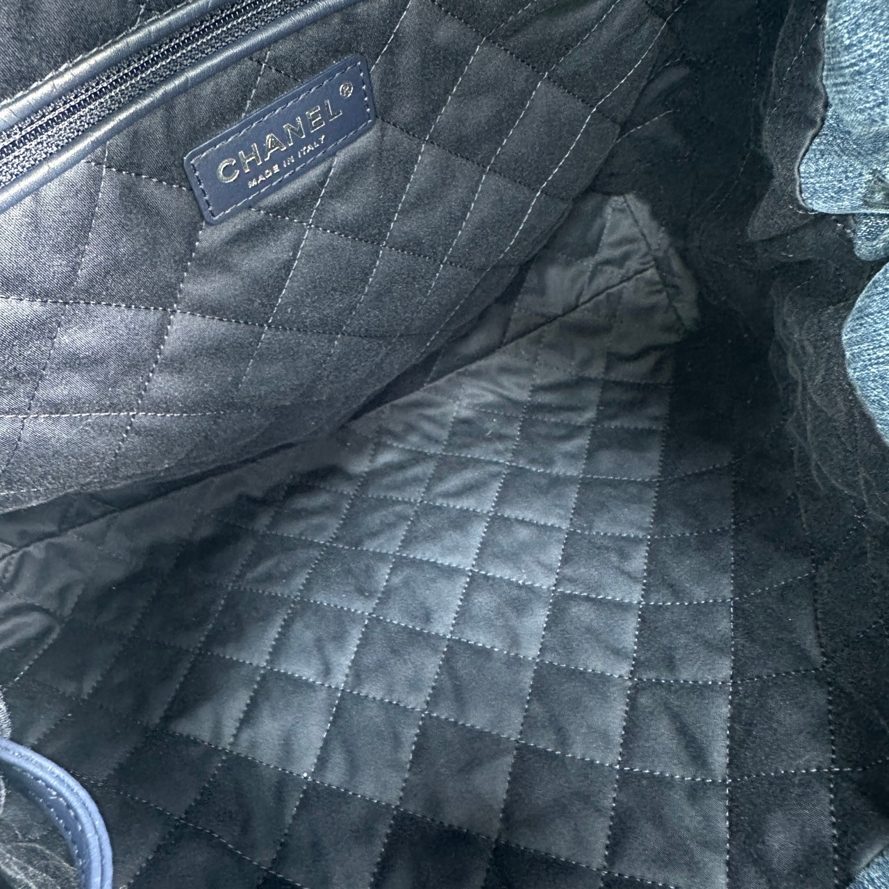 香奈兒 CHANEL 22 菱格紋 單寧 束口 單肩包  晶片款 丹寧22包 小號 無附屬品