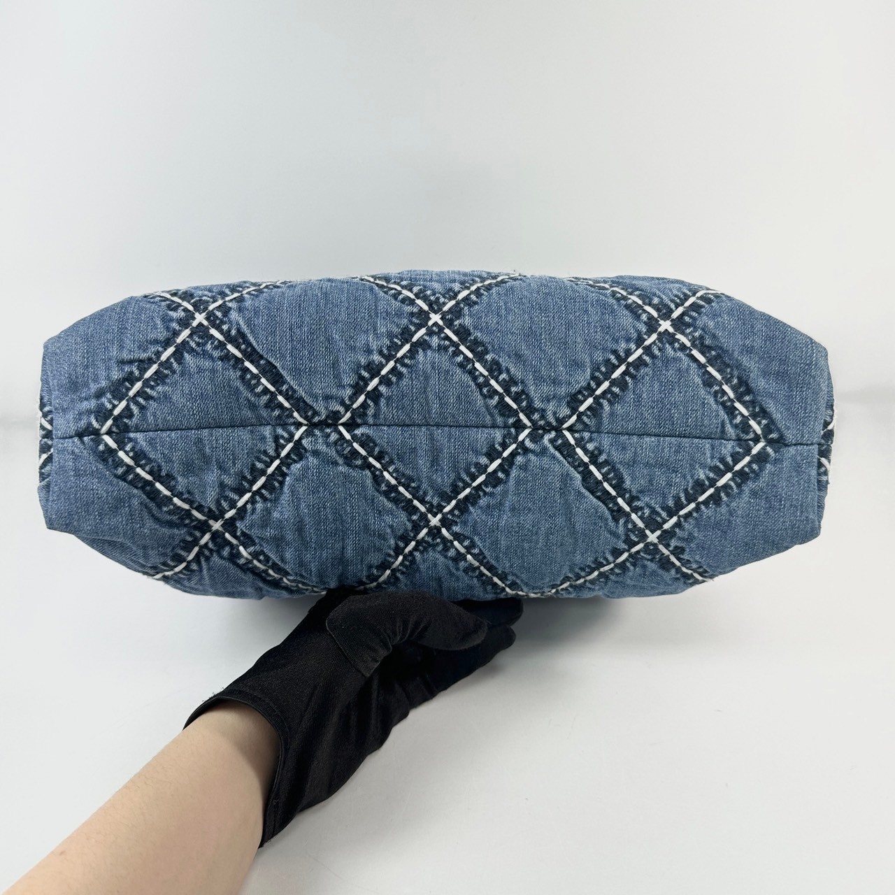 香奈兒 CHANEL 22 菱格紋 單寧 束口 單肩包  晶片款 丹寧22包 小號 無附屬品