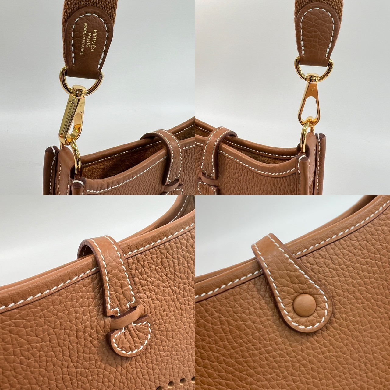 愛馬仕 Hermes Evelyne Bag Mini 伊芙琳包 Evelyne 16 EV16 W刻 金棕MINI EVELYNE 原廠盒子/防塵袋/購買證明