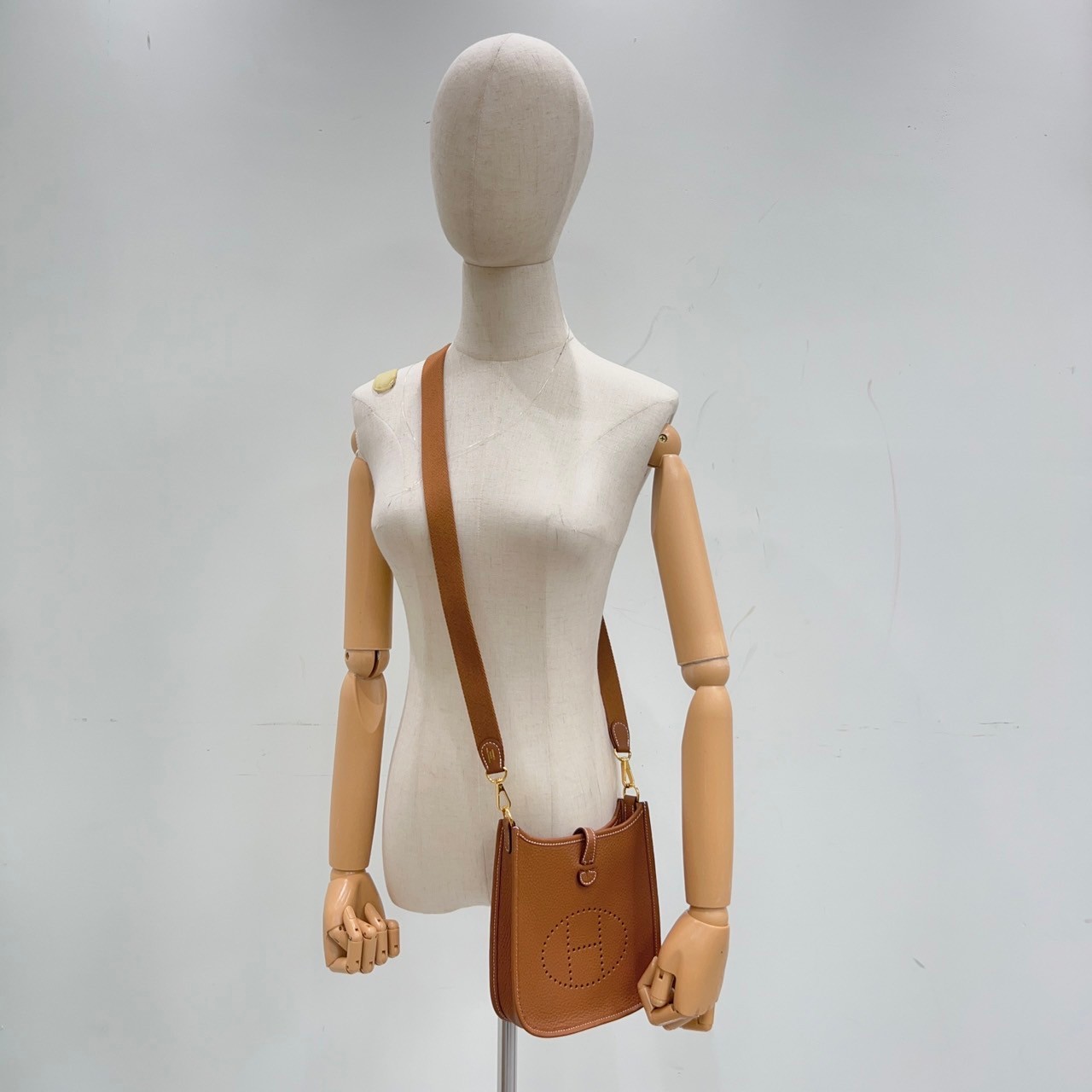 愛馬仕 Hermes Evelyne Bag Mini 伊芙琳包 Evelyne 16 EV16 W刻 金棕MINI EVELYNE 原廠盒子/防塵袋/購買證明