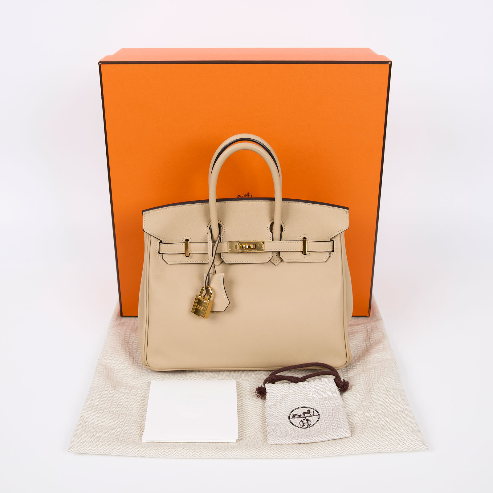 愛馬仕 Hermes Birkin Bag 柏金包 25 BK25 A刻 色號Trench 風衣灰Birkin25 Swift 原廠盒子/防塵袋/鎖組