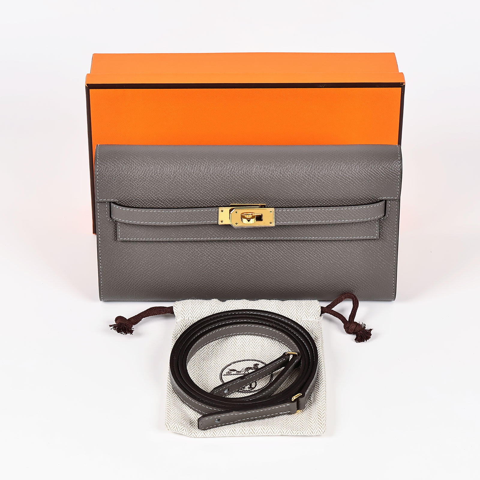 愛馬仕 Hermes Kelly to go 長夾肩背包 KLG U刻 灰KELLY TO GO 原廠盒子