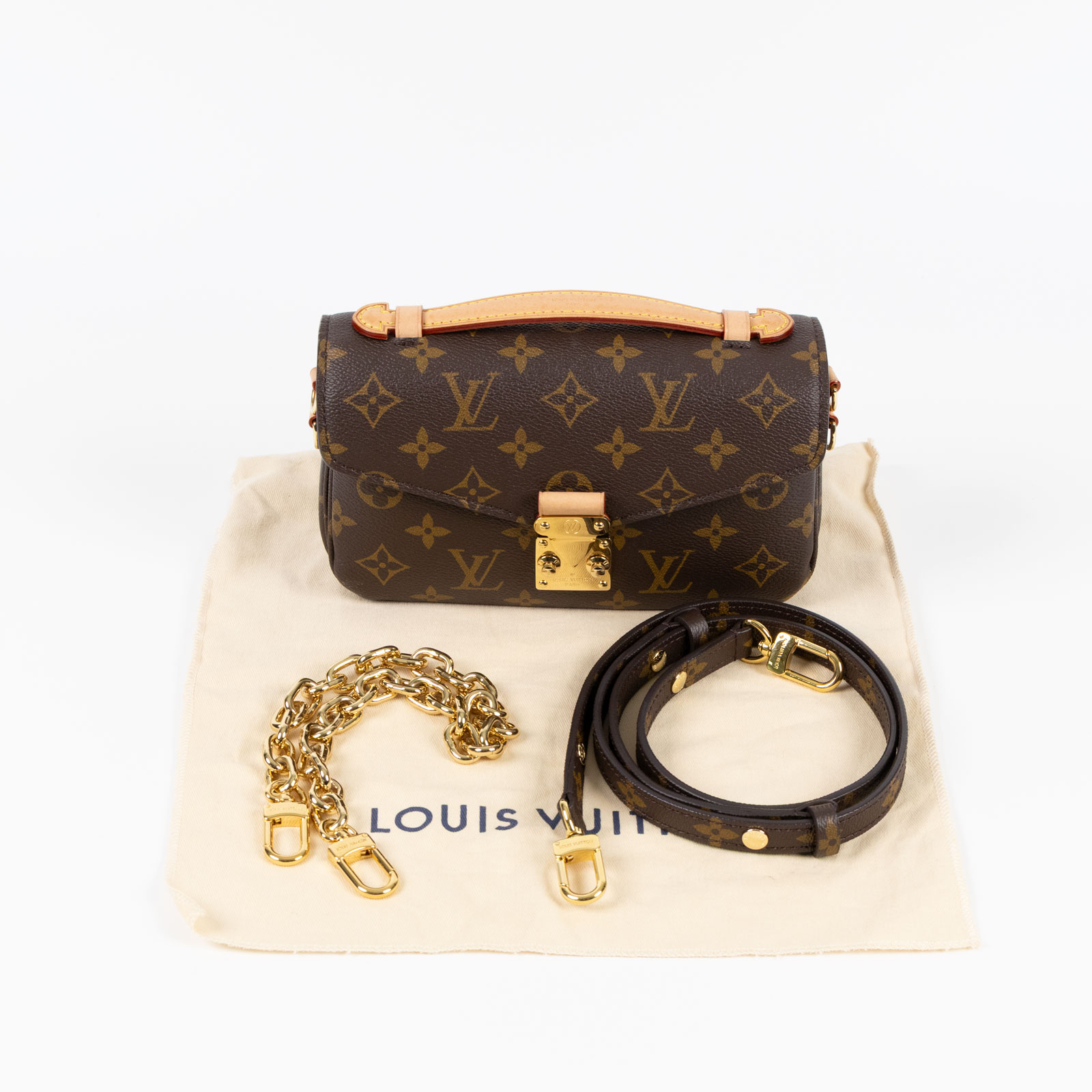 路易威登 LOUIS VUITTON Pochette Métis East West 老花 鏈條 郵差包 腋下單肩包 M46279 晶片款  防塵袋