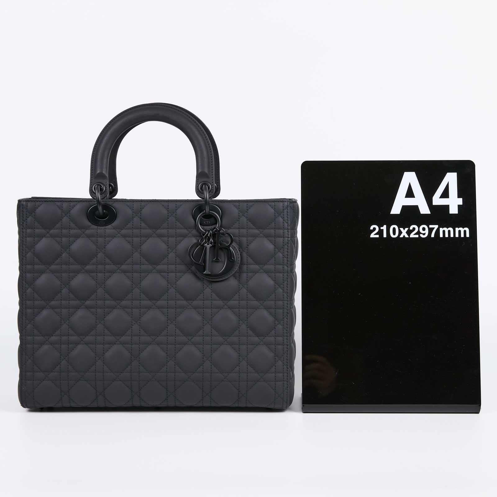 迪奧 CHRISTIAN DIOR Lady Dior 大型 手提 肩背包 啞光  全黑LADY DIOR 保證卡