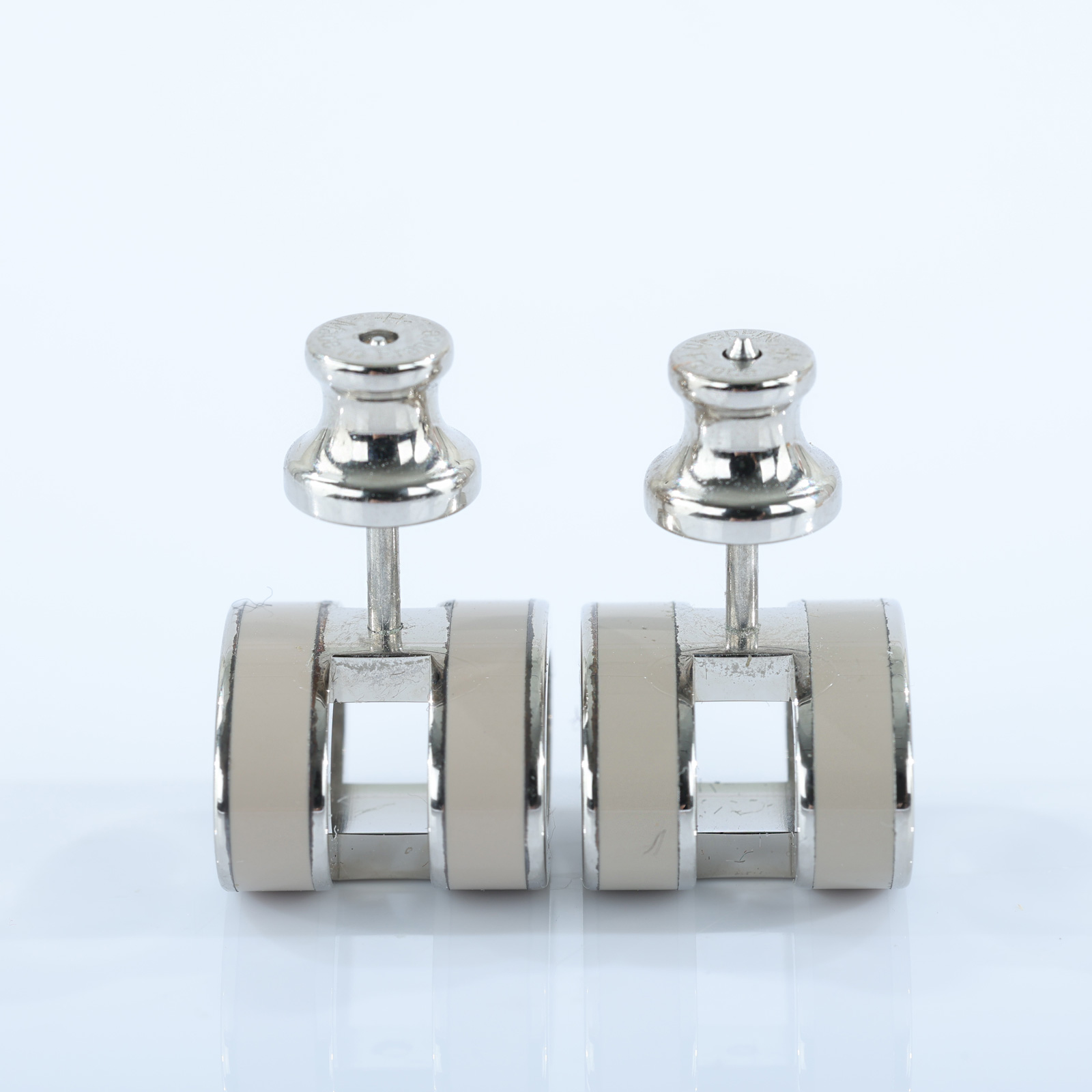 愛馬仕 Hermes Mini Pop H 耳釘 POPHE GD0220 栗子灰銀POP H耳環 原廠盒子/防塵袋