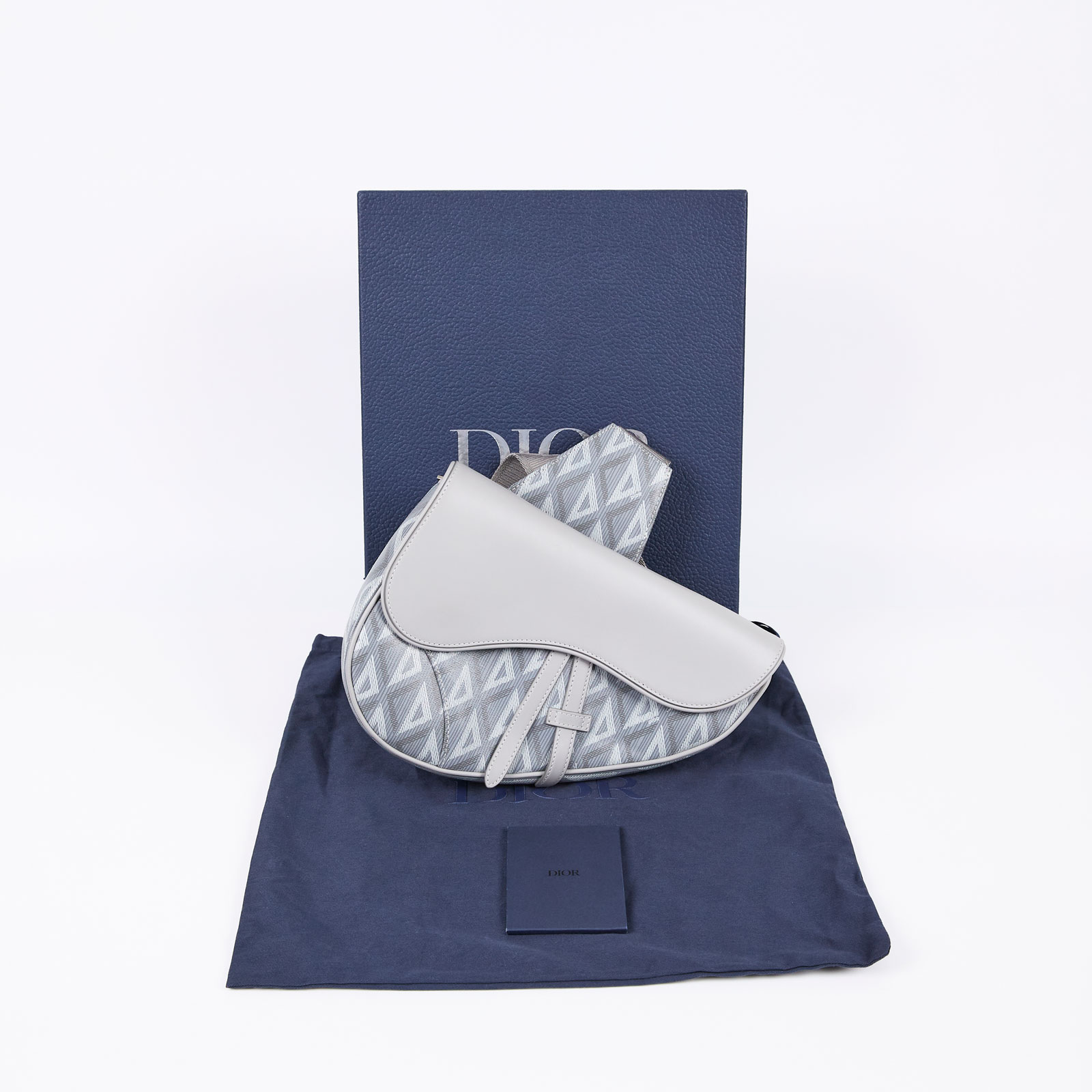迪奧 CHRISTIAN DIOR Saddle 馬鞍包 1ADPO093CDP 灰CD 馬鞍包 防塵袋/原廠盒子