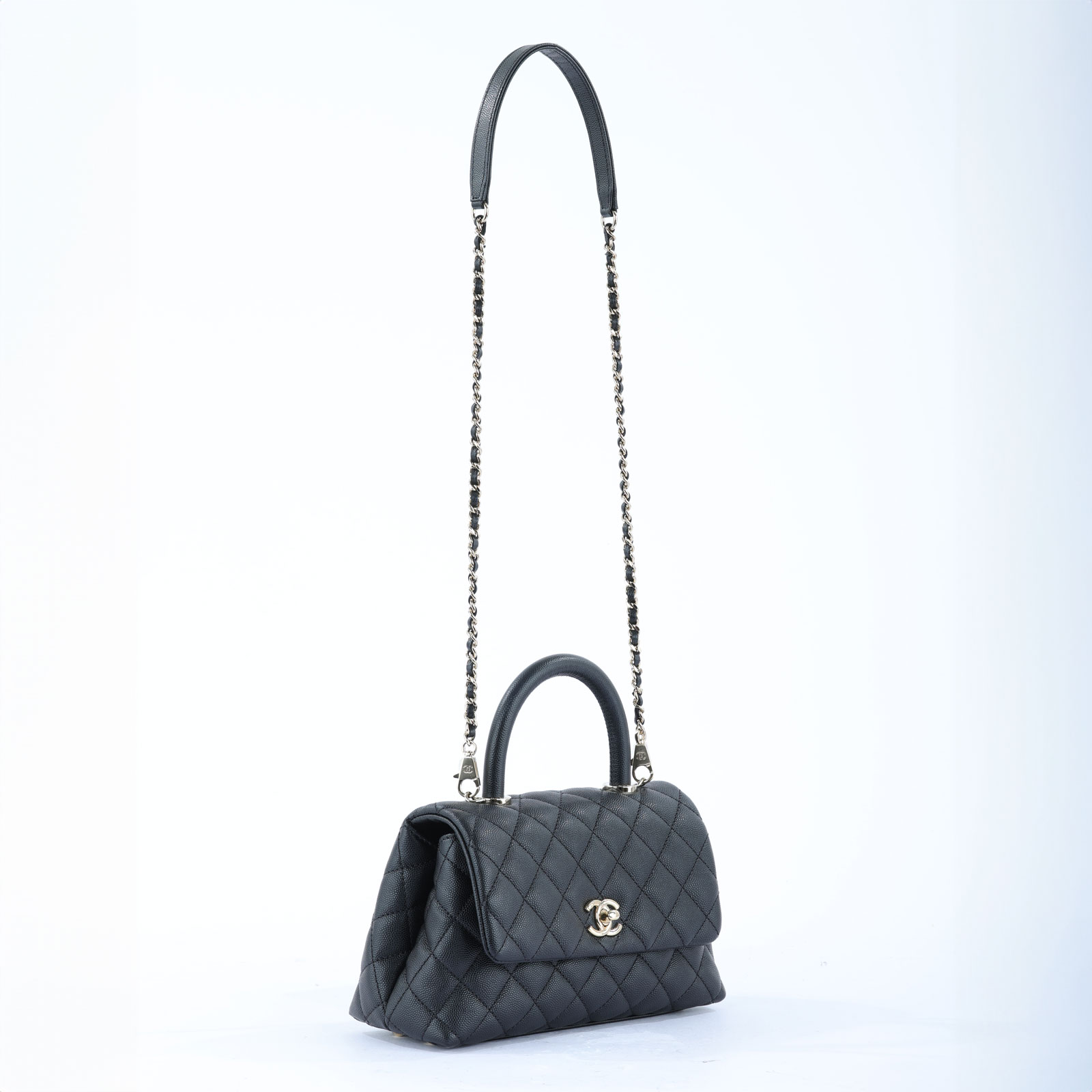 香奈兒 CHANEL Handle 24 手提 口蓋包  黑金荔枝COCO HANDLE24 原廠盒子/防塵袋