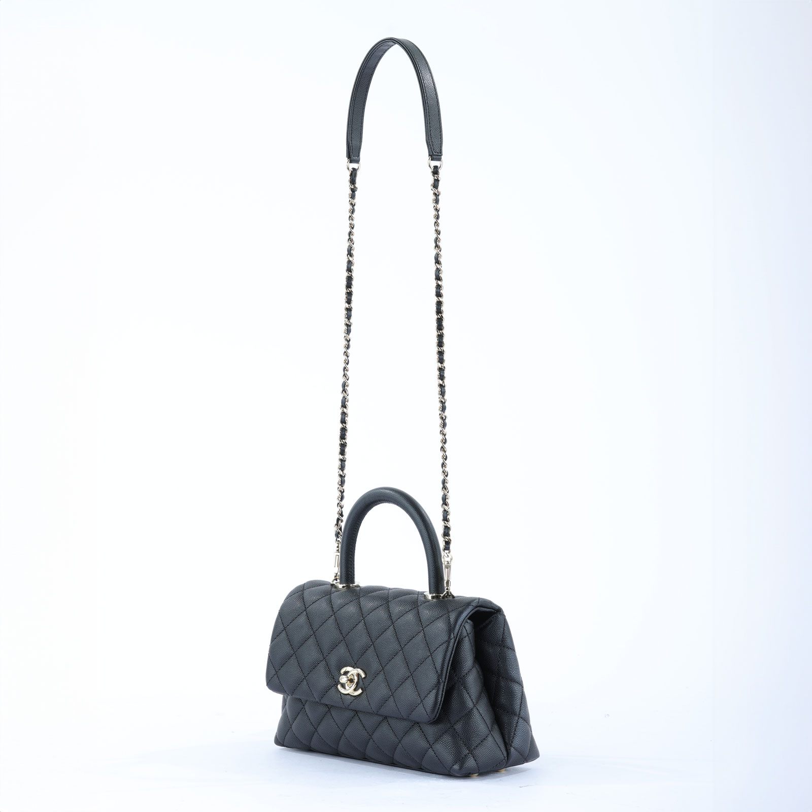 香奈兒 CHANEL Handle 24 手提 口蓋包  黑金荔枝COCO HANDLE24 原廠盒子/防塵袋