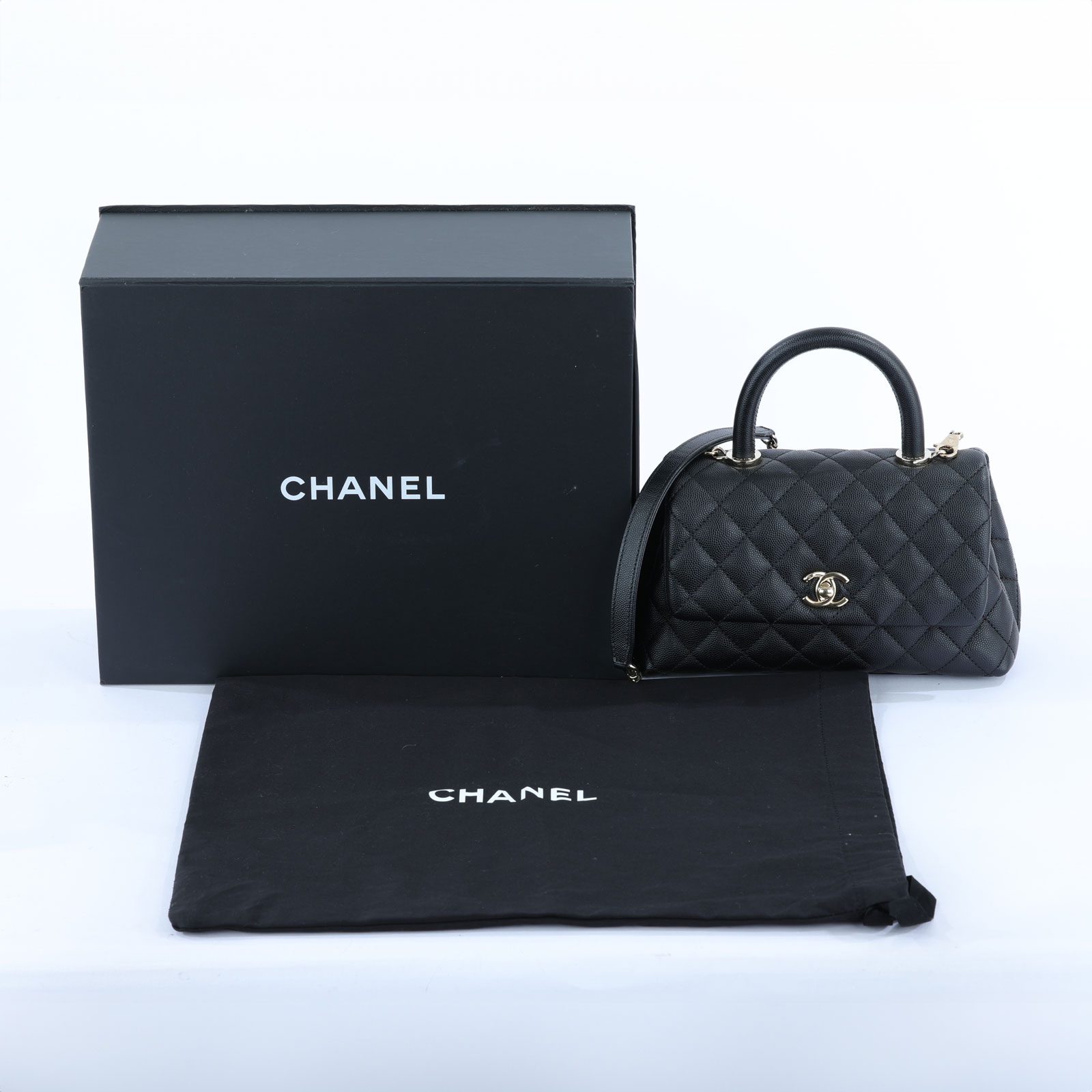 香奈兒 CHANEL Handle 24 手提 口蓋包  黑金荔枝COCO HANDLE24 原廠盒子/防塵袋